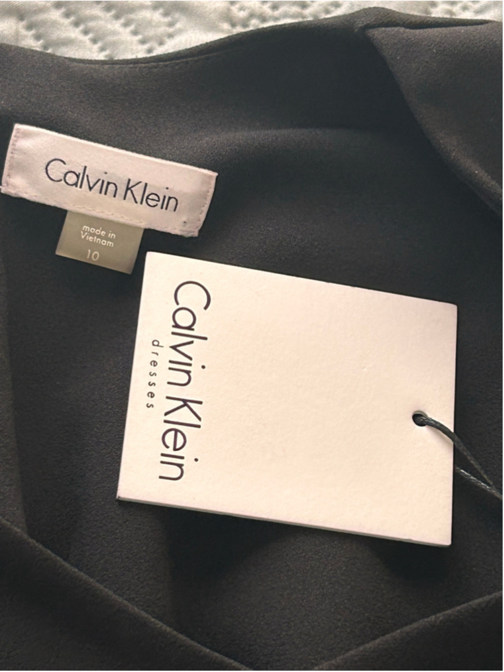 NWT Calvin Klein Black Pearl Strap V Neck Midi Sheath Dress Size 10 - Picture 4 of 10